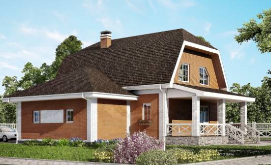 160-006-П Проект двухэтажного дома с мансардой и гаражом, средний коттедж из газобетона Новороссийск | Проекты домов от House Expert
