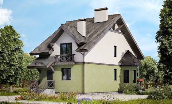 120-003-П Проект двухэтажного дома мансардой, скромный домик из пеноблока Новороссийск | Проекты домов от House Expert
