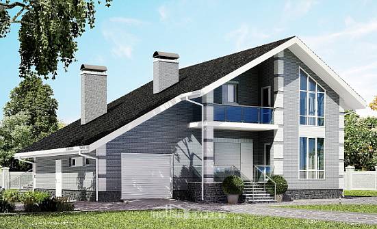190-006-Л Проект двухэтажного дома мансардный этаж и гаражом, просторный домик из бризолита Новороссийск | Проекты домов от House Expert