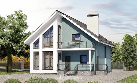 170-006-П Проект двухэтажного дома мансардой, уютный дом из теплоблока Новороссийск | Проекты домов от House Expert