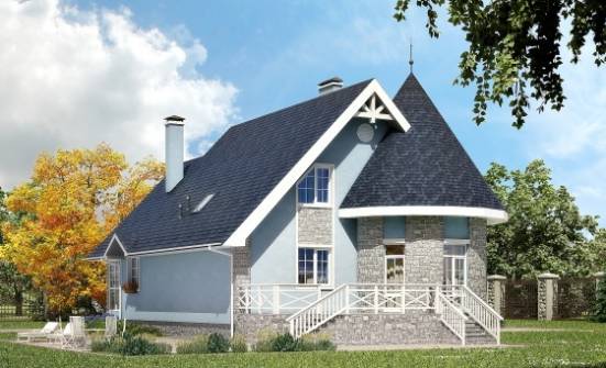 170-003-П Проект двухэтажного дома мансардой, бюджетный загородный дом из пеноблока Новороссийск | Проекты домов от House Expert