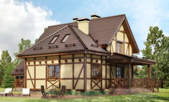 160-003-П Проект двухэтажного дома с мансардой, красивый домик из арболита Новороссийск | Проекты домов от House Expert