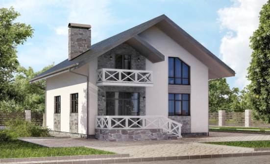 155-001-Л Проект двухэтажного дома с мансардным этажом и гаражом, бюджетный коттедж из блока Новороссийск | Проекты домов от House Expert