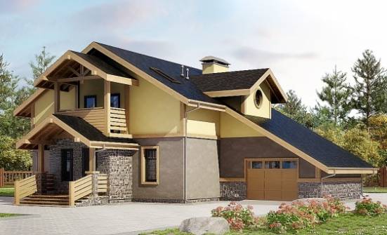 180-011-П Проект двухэтажного дома мансардный этаж и гаражом, небольшой дом из блока Новороссийск | Проекты домов от House Expert