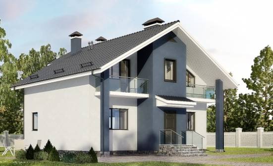 150-005-П Проект двухэтажного дома с мансардой, компактный дом из твинблока Новороссийск | Проекты домов от House Expert