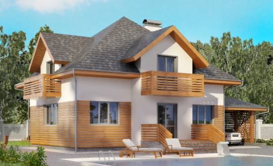 155-004-П Проект двухэтажного дома с мансардным этажом и гаражом, простой домик из теплоблока Новороссийск | Проекты домов от House Expert