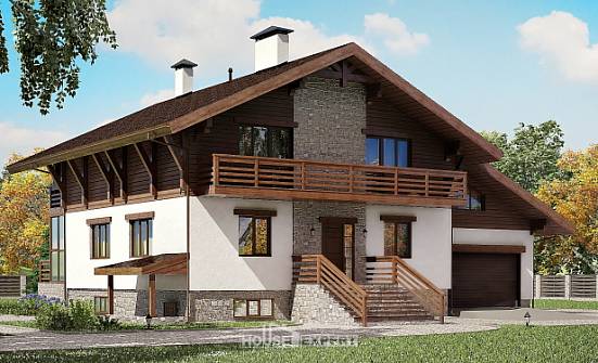 420-001-П Проект трехэтажного дома мансардой, гараж, огромный коттедж из кирпича Новороссийск | Проекты домов от House Expert