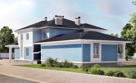 620-001-П Проект трехэтажного дома и гаражом, классический коттедж из поризованных блоков Новороссийск | Проекты домов от House Expert