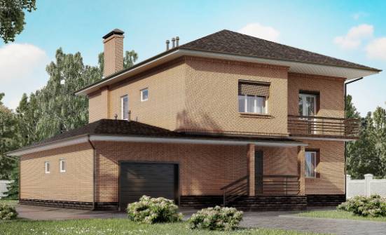 245-003-Л Проект двухэтажного дома и гаражом, уютный коттедж из кирпича Новороссийск | Проекты домов от House Expert