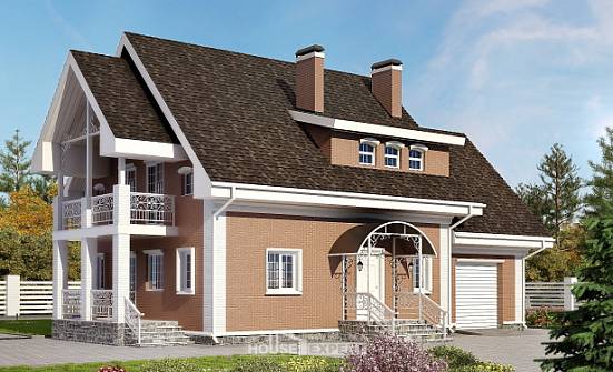 185-003-П Проект двухэтажного дома с мансардой, гараж, классический коттедж из газобетона Новороссийск | Проекты домов от House Expert