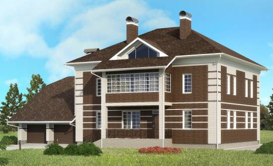 505-002-Л Проект трехэтажного дома и гаражом, огромный коттедж из кирпича Новороссийск | Проекты домов от House Expert