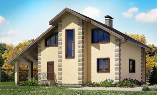 150-003-П Проект двухэтажного дома с мансардой, гараж, простой загородный дом из твинблока Новороссийск | Проекты домов от House Expert
