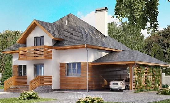 155-004-П Проект двухэтажного дома с мансардным этажом и гаражом, простой домик из теплоблока Новороссийск | Проекты домов от House Expert