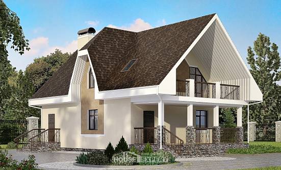 125-001-Л Проект двухэтажного дома мансардный этаж, экономичный домик из бризолита Новороссийск | Проекты домов от House Expert