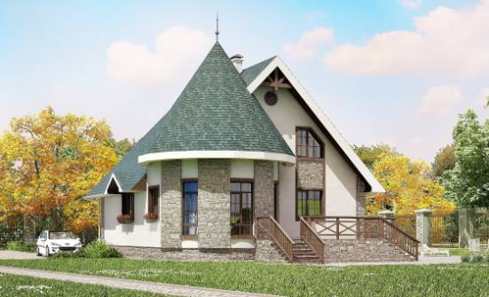 170-003-Л Проект двухэтажного дома мансардный этаж, бюджетный загородный дом из газобетона Новороссийск | Проекты домов от House Expert