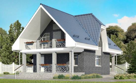 125-002-Л Проект двухэтажного дома с мансардным этажом и гаражом, уютный коттедж из арболита Новороссийск | Проекты домов от House Expert