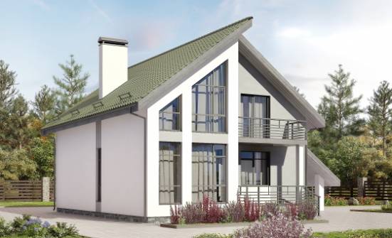 170-009-Л Проект двухэтажного дома с мансардой, гараж, простой домик из газобетона Новороссийск | Проекты домов от House Expert