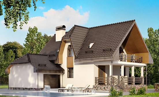 150-001-Л Проект двухэтажного дома с мансардным этажом и гаражом, компактный домик из пеноблока Новороссийск | Проекты домов от House Expert