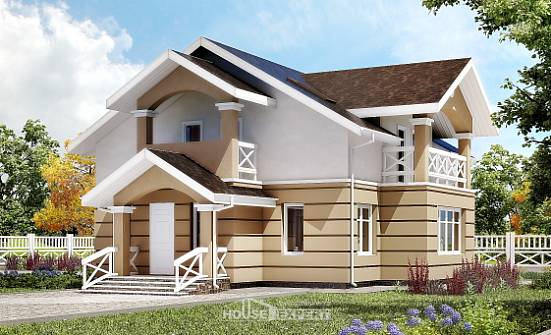 155-009-П Проект двухэтажного дома с мансардным этажом, простой загородный дом из бризолита Новороссийск | Проекты домов от House Expert