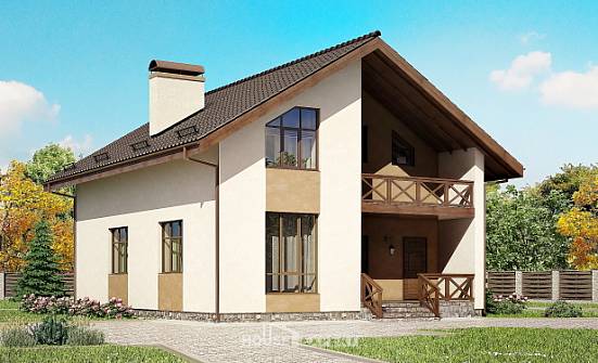 170-002-П Проект двухэтажного дома с мансардой, недорогой домик из керамзитобетонных блоков Новороссийск | Проекты домов от House Expert
