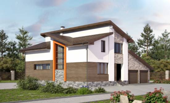 240-004-П Проект двухэтажного дома мансардой, гараж, классический коттедж из газосиликатных блоков Новороссийск | Проекты домов от House Expert
