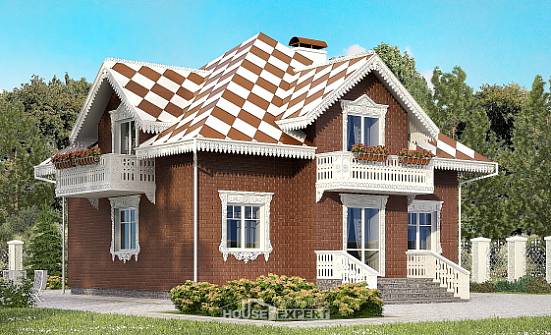 155-003-Л Проект двухэтажного дома с мансардным этажом, гараж, компактный загородный дом из газобетона Новороссийск | Проекты домов от House Expert