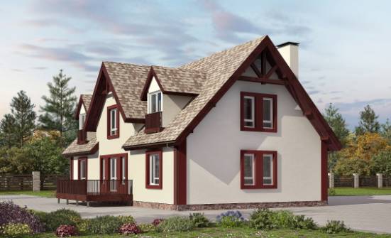300-008-Л Проект двухэтажного дома с мансардой, гараж, классический домик из теплоблока Новороссийск | Проекты домов от House Expert