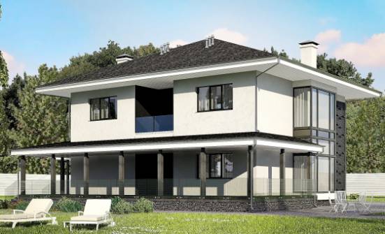 245-002-П Проект двухэтажного дома, гараж, классический домик из твинблока Новороссийск | Проекты домов от House Expert