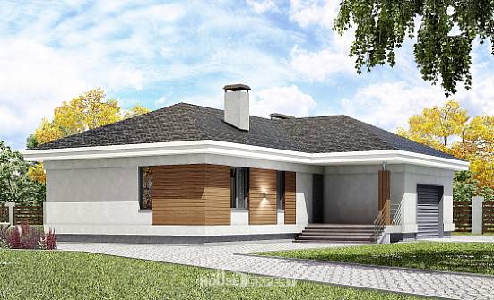 165-001-П Проект одноэтажного дома и гаражом, скромный дом из твинблока Новороссийск | Проекты домов от House Expert