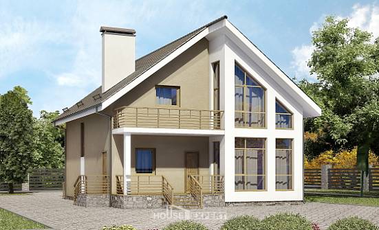 170-006-Л Проект двухэтажного дома с мансардным этажом, современный коттедж из газобетона Новороссийск | Проекты домов от House Expert