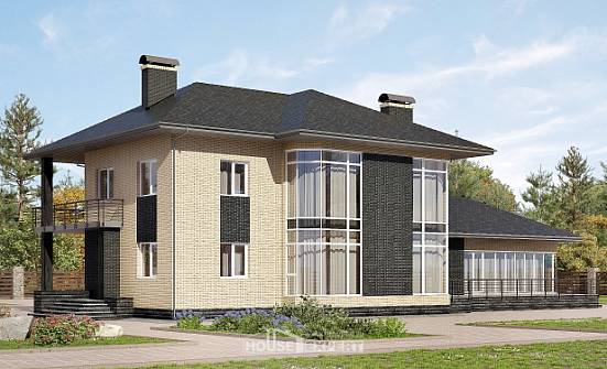 305-003-Л Проект двухэтажного дома, современный дом из поризованных блоков Новороссийск | Проекты домов от House Expert