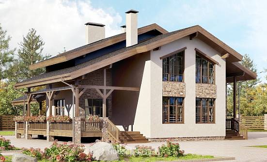 240-003-Л Проект двухэтажного дома с мансардой, просторный коттедж из кирпича Новороссийск | Проекты домов от House Expert