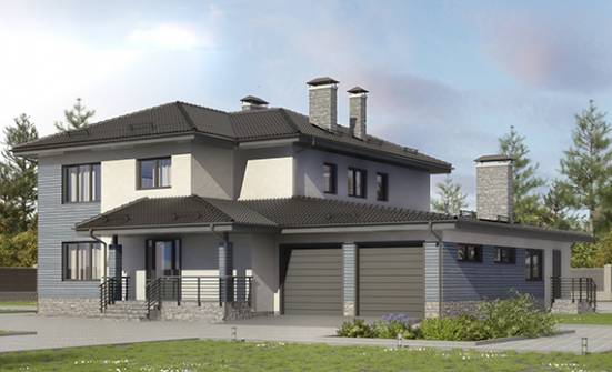 340-005-П Проект двухэтажного дома, гараж, огромный домик из газобетона Новороссийск | Проекты домов от House Expert