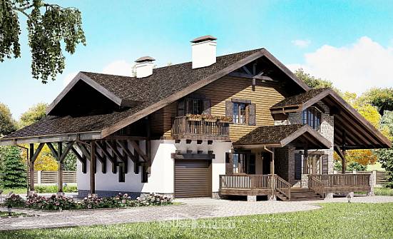 270-001-Л Проект двухэтажного дома с мансардой, гараж, простой домик из кирпича Новороссийск | Проекты домов от House Expert