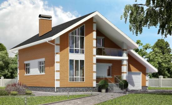 190-006-П Проект двухэтажного дома с мансардным этажом и гаражом, средний дом из бризолита Новороссийск | Проекты домов от House Expert