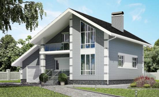 190-006-Л Проект двухэтажного дома мансардный этаж и гаражом, просторный домик из бризолита Новороссийск | Проекты домов от House Expert
