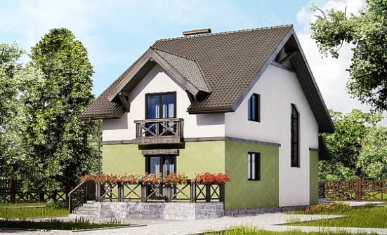 120-003-П Проект двухэтажного дома мансардой, скромный домик из пеноблока Новороссийск | Проекты домов от House Expert