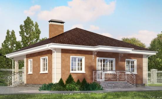 100-001-Л Проект одноэтажного дома, классический домик из твинблока Новороссийск | Проекты одноэтажных домов от House Expert