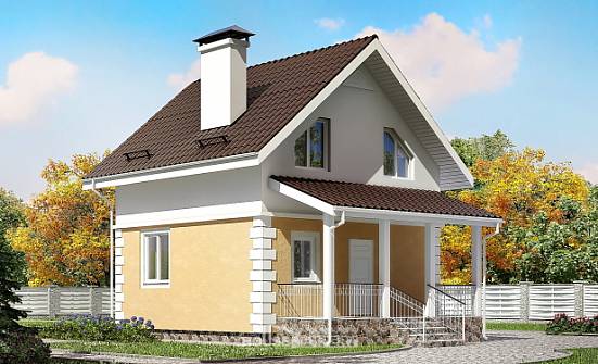 070-002-П Проект двухэтажного дома с мансардным этажом, простой коттедж из твинблока Новороссийск | Проекты домов от House Expert