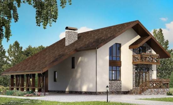 155-007-П Проект двухэтажного дома мансардой, гараж, экономичный коттедж из газосиликатных блоков Новороссийск | Проекты домов от House Expert