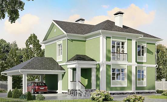 170-001-Л Проект двухэтажного дома, гараж, доступный загородный дом из пеноблока Новороссийск | Проекты домов от House Expert