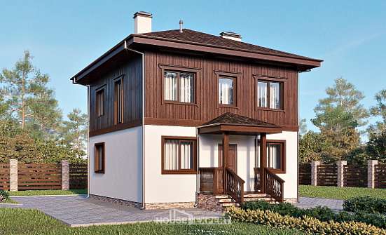 100-006-Л Проект двухэтажного дома, скромный домик из теплоблока Новороссийск | Проекты домов от House Expert
