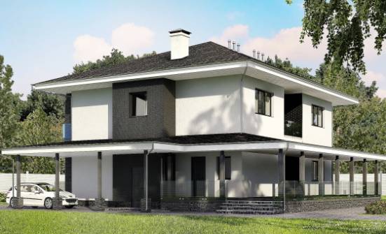 245-002-П Проект двухэтажного дома, гараж, классический домик из твинблока Новороссийск | Проекты домов от House Expert
