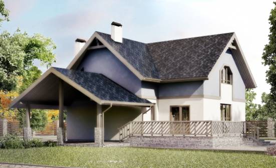 150-011-П Проект двухэтажного дома мансардой, гараж, скромный загородный дом из теплоблока Новороссийск | Проекты домов от House Expert