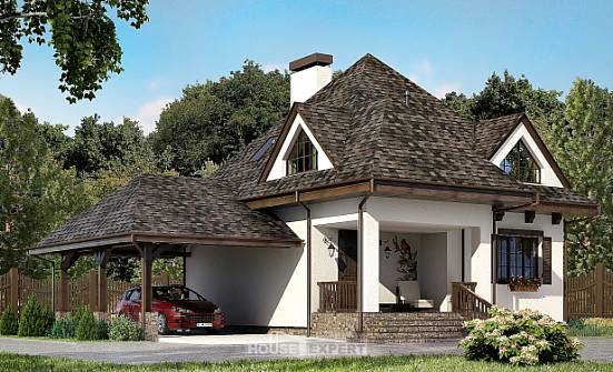 110-002-Л Проект двухэтажного дома мансардой, гараж, бюджетный загородный дом из арболита Новороссийск | Проекты домов от House Expert