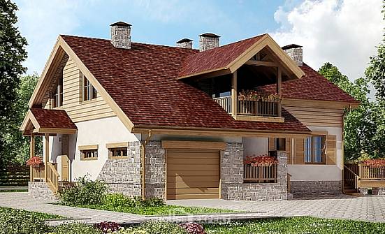 165-002-П Проект двухэтажного дома мансардный этаж, гараж, компактный домик из газобетона Новороссийск | Проекты домов от House Expert