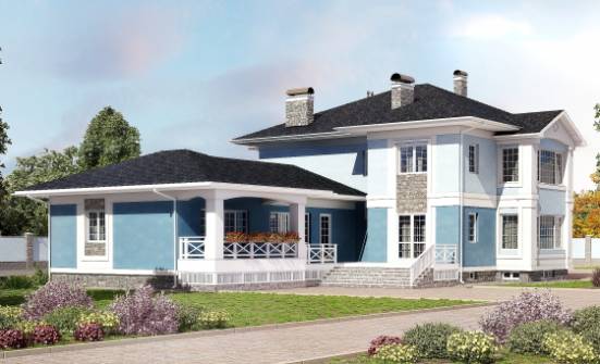 620-001-П Проект трехэтажного дома и гаражом, классический коттедж из поризованных блоков Новороссийск | Проекты домов от House Expert