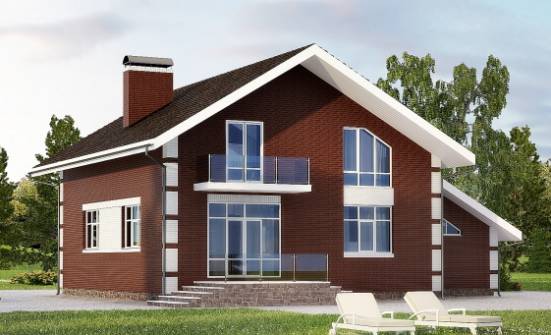 180-001-Л Проект двухэтажного дома с мансардой, гараж, скромный домик из блока Новороссийск | Проекты домов от House Expert