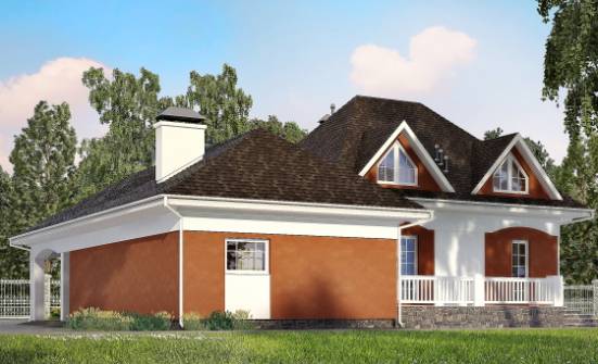 180-007-П Проект двухэтажного дома с мансардой и гаражом, уютный домик из газосиликатных блоков Новороссийск | Проекты домов от House Expert