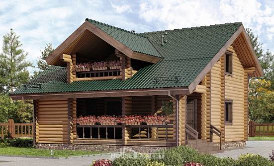 110-005-П Проект двухэтажного дома с мансардой, небольшой домик из бревен Новороссийск | Проекты домов от House Expert